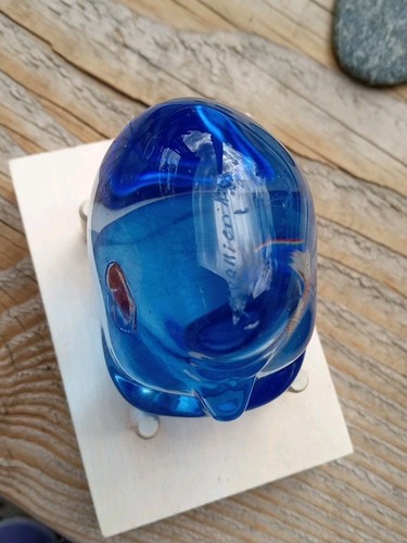 Rara Lmtd. Scultura in vetro cervello blu Beril Vallien Kosta Boda firmata - supporto org - Foto 8 di 10