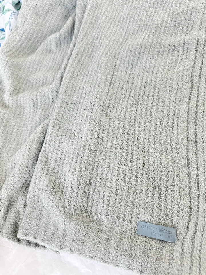 NUEVO $70 Barefoot Dreams Acozychic Waffle Tejido Recepción Manta Cascada Verde Foto 2 de 4