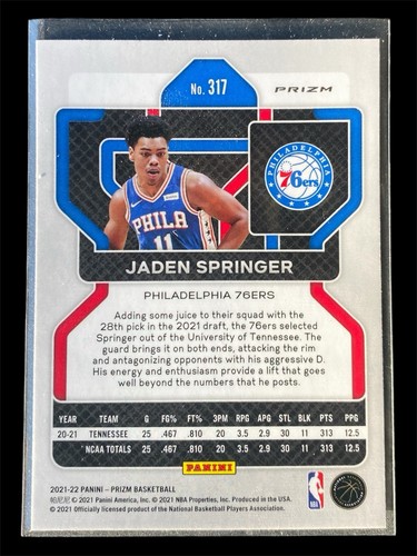 Jaden Springer 🔥Rookie Lot🔥 (2) Silver Prizm & Red,White,Blue Prizm - Picture 3 of 5