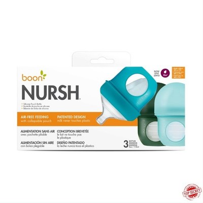 Boon NURSH Silicone Pouch Baby Bottles - 4 fl oz/3pk