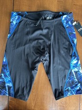 TYR Men's Size XL 38 Durafast Blade Elite Jammer Swimsuit, Blue Ice NWT