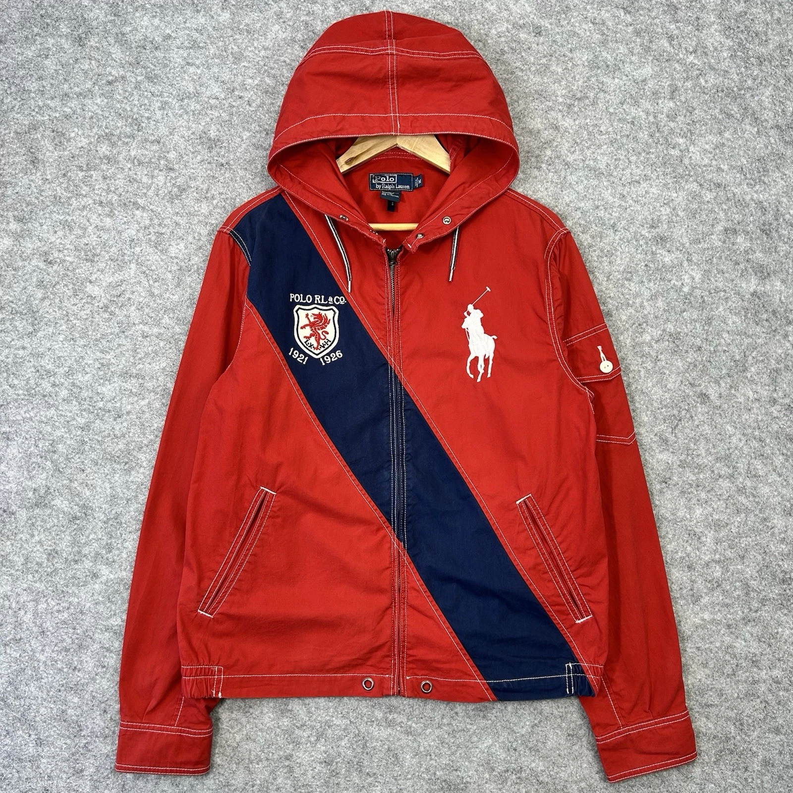 Vintage Polo Ralph Lauren Jacket Men’s M Red Big Pony Sailing Rugby Crest C75