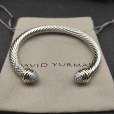 David Yurman Silver 7mm Cable Cuff Bracelet W...