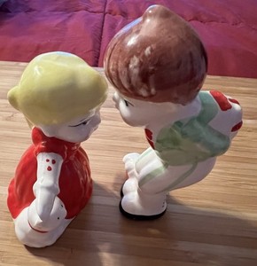 Vintage - 1960’s Christmas Kissing Couple- Gift Surprise! Girl With Cat/Boy Gift