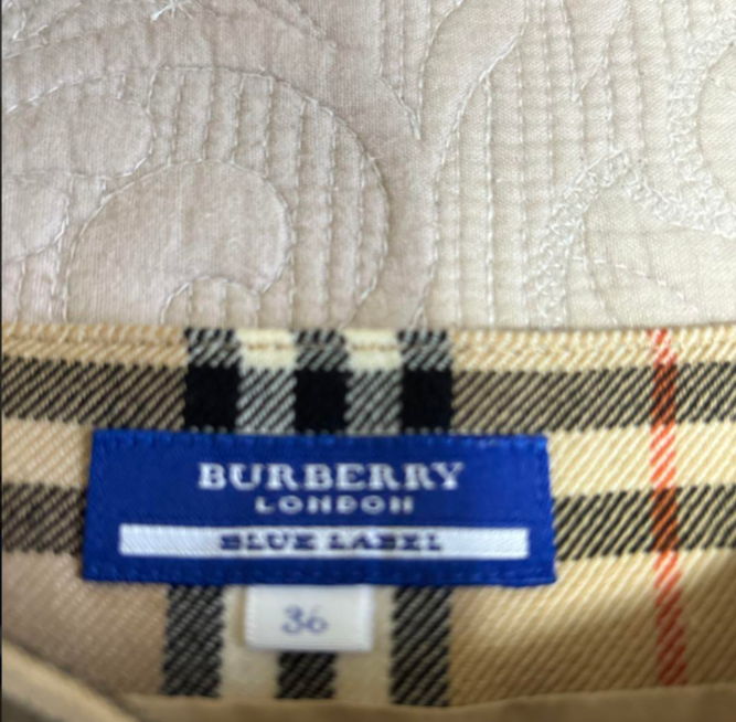 Burberry Blue Label Nova Plaid 2 tier Mini Skirt Beige Size-36