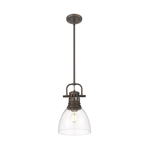 Golden Lighting 3604-S RBZ Duncan 9"W Mini Pendant - Rubbed Bronze / Clear - Picture 7 of 11