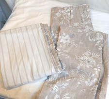 Dunelm Pencil Pleat Lined Curtains Floral Beige Linen Effect 54"Drop x 44" Width