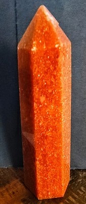   Sparkle Harder: Stunning 3.26'' Red Goldstone Tower - Not Real Gold, Still Fab!
