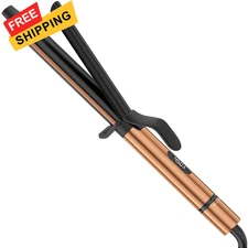 Long Barrel Curling Iron – 1.25 inch Extra-Long Wand for Black Gold 