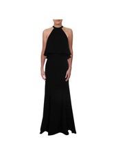 XSCAPE Womens Black Halter Full-Length Formal Empire Waist Dress 8