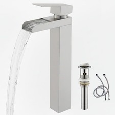  VF-BN009 Brushed Nickel Tall Waterfall Bathroom Faucet