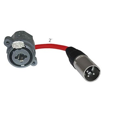 2ft Pigtail TRS/XLR Male Panel Mount to XLR Male Plug Red