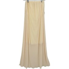 Vintage y2k Women's Cream Nymphe Flowy Fairy Maxi Skirt W/ Sheer Chiffon Overlay