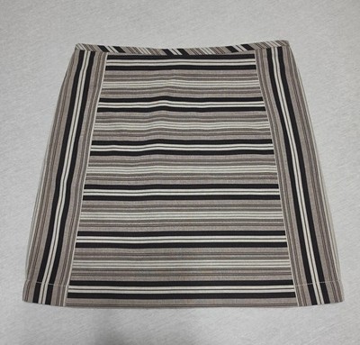  Derek Lam 10 Crosby Brown Black Beige Striped Cotton Mini Skirt Pockets Size 6