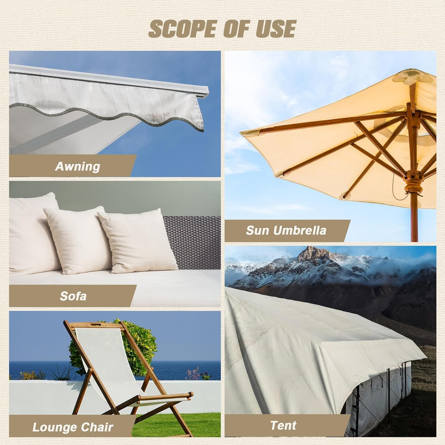 OAZ 4 X 79 Inch Canvas Repair Patches Canvas Fabric Patch Self-Adhesive Fabric R