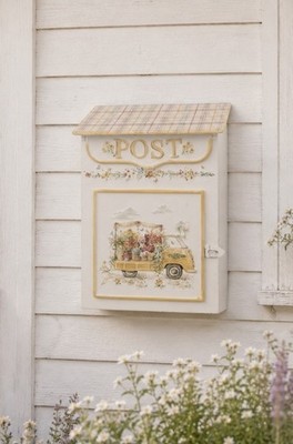 Clayre & Eef Briefkasten Weiß Gelb Motiv Flowers 23x13x32cm Country Stil
