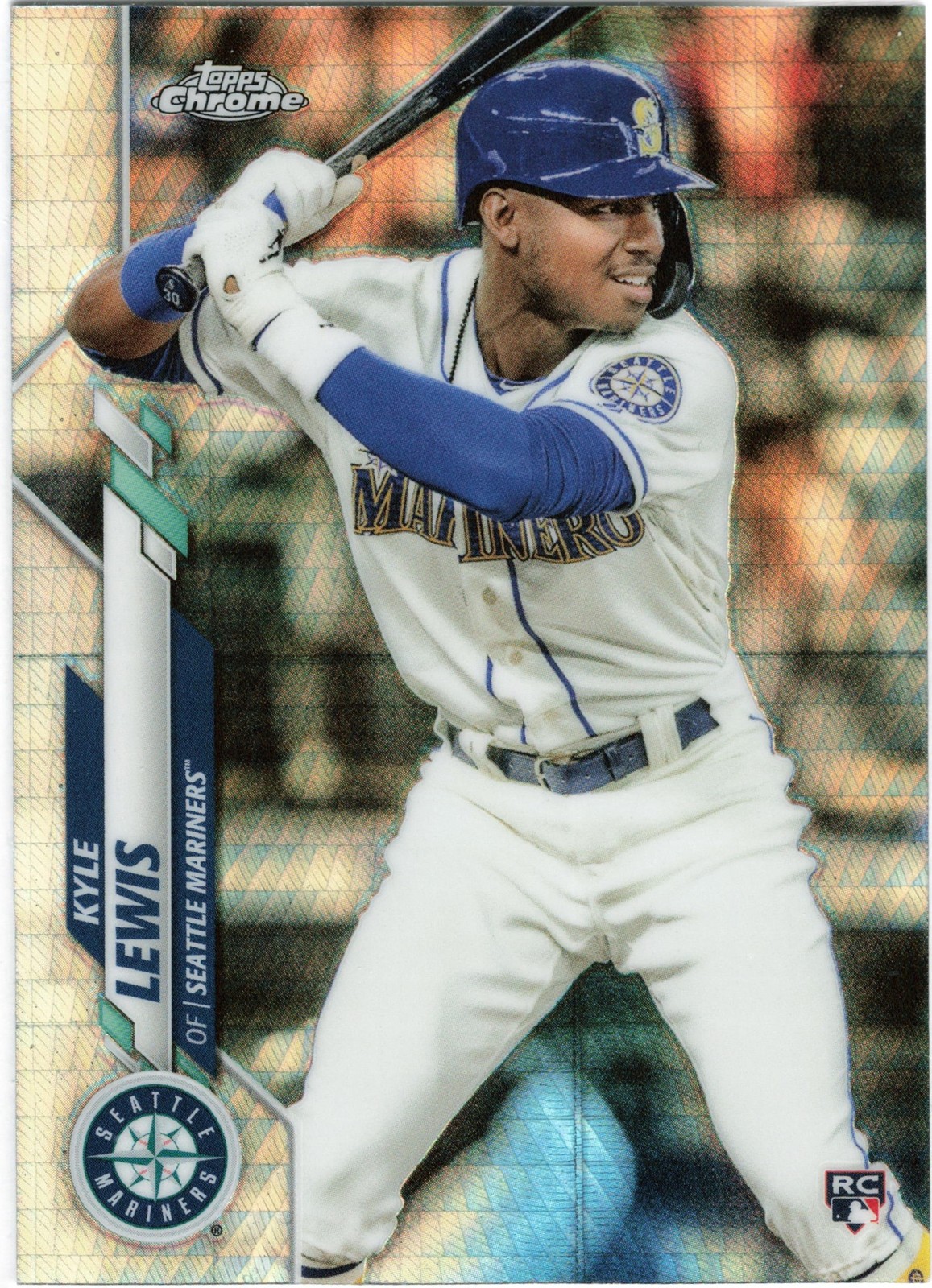 2020 Topps Chrome Prism Refractor #186 Kyle Lewis RC Seattle Mariners