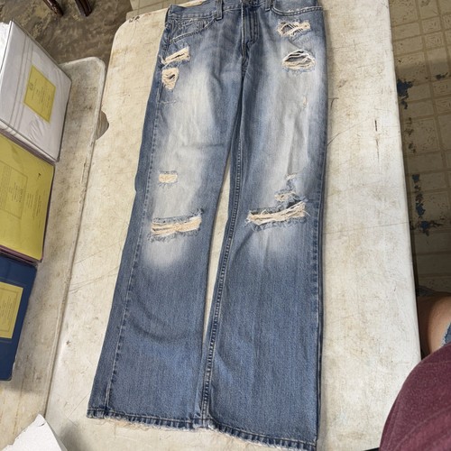 Levis 527 Jeans Herren 32x32 Baumwolle Cowboy Denim Boot Cut Low Rise Distressed