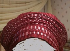 BrandNew Auto Gele For African occasion design Pleated 100% Aso Oke Wine & White