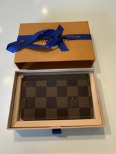 Louis Vuitton Damier Ebene Card Holder Slim Wallet Brown w/ Box Auth