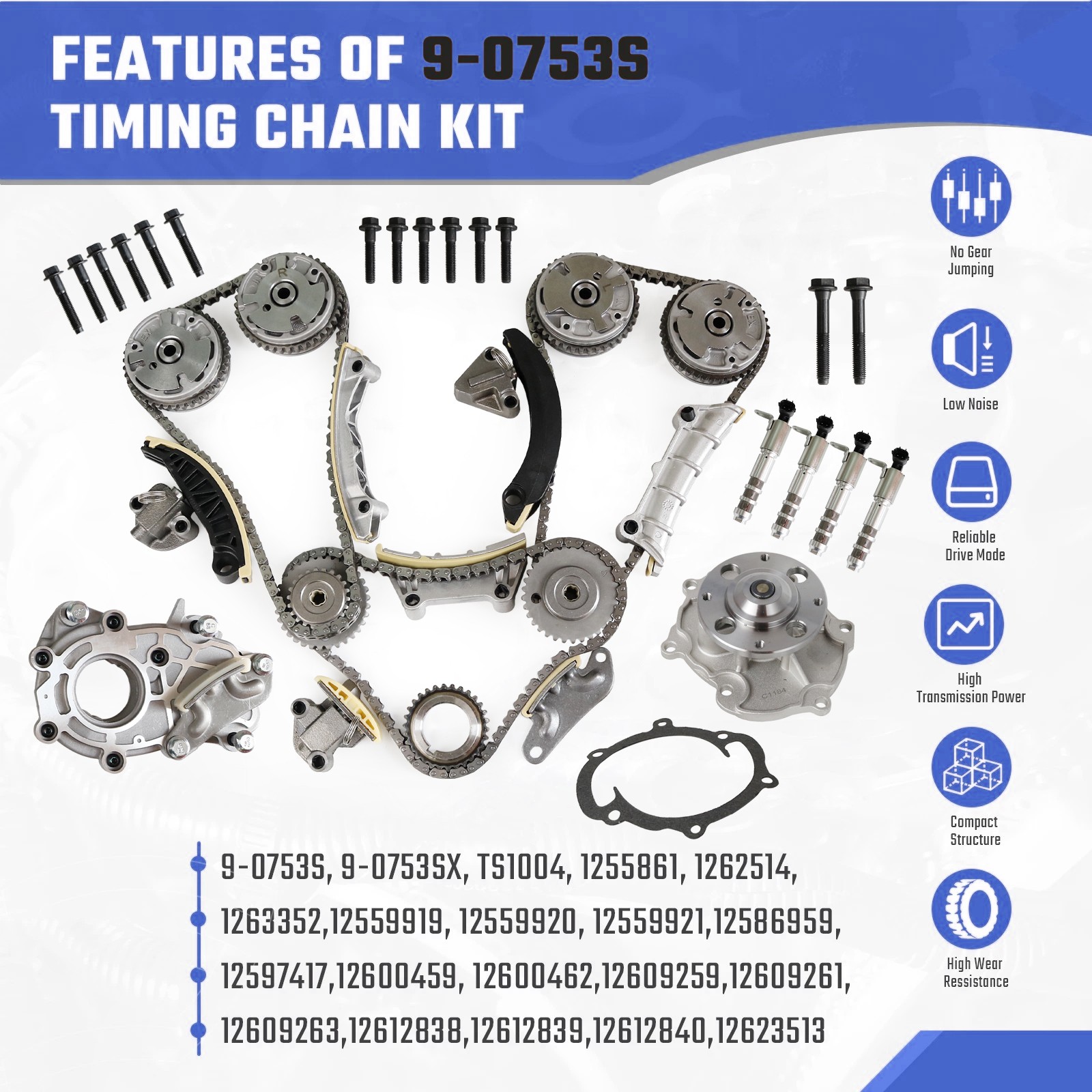 For EQUINOX CTS SRX 3.0 3.6L TIMING CHAIN KIT & WATER OIL PUMP + 4VVT CAM PHASER
