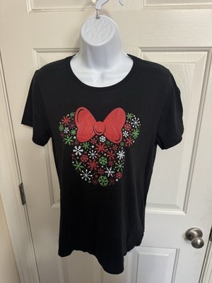 Disney Minnie Mouse Snowflake Tee Shirt Women's S Black Simple NWOT fan gift