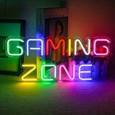 Gaming Zone LED Neon Light Sign USB Lit Up Display For Video Game Den Cave Room
