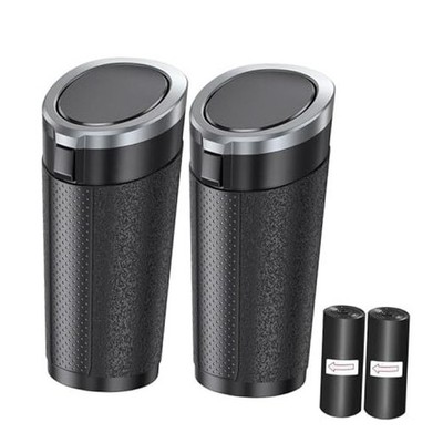 Car Trash Can with Lid, 2 Packs Leakproof Vehicle Garbage Bin, 2-pack Silver