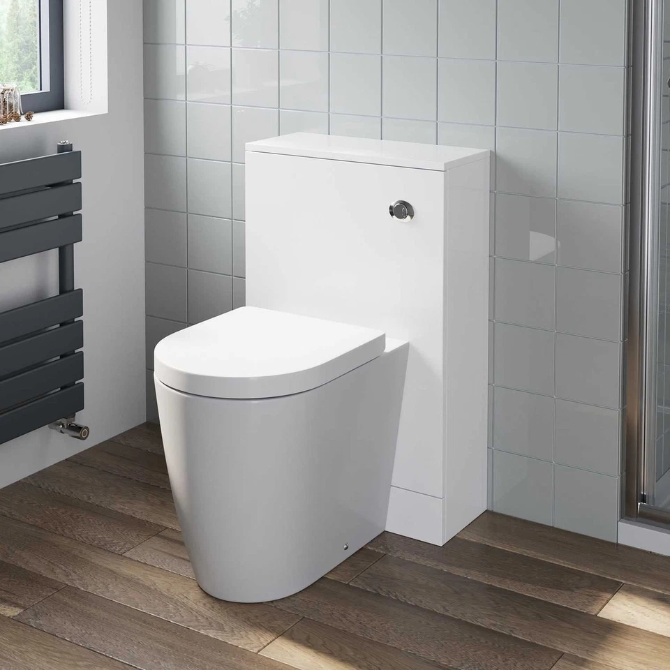 500mm Back To Wall BTW Bathroom Toilet Furniture Unit Pan Soft Close Seat White