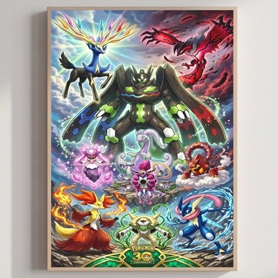 Pokemon Legendary Creatures Battle Fantasy Art Poster