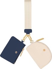 Keychain Wallet Dual Pouch Wristlet Mini Zip Coin Purse for Women Men