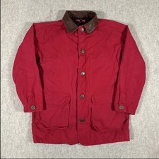 Abrigo de granero Malboro rojo vintage años 80 ropa de trabajo talla L - forro a cuadros rojo con cremallera - 286