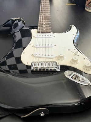 Squier by Fender Stratocaster Electric Guitar Black SSS Right Handed