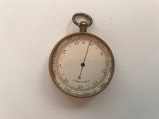 Antique 19thC. Brass Compensated Pocket Barometer with Case