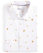 Bar III Dress Shirt Men's S 14-14.5 32/33 Multi Slim-Fit Melon Print Stretch