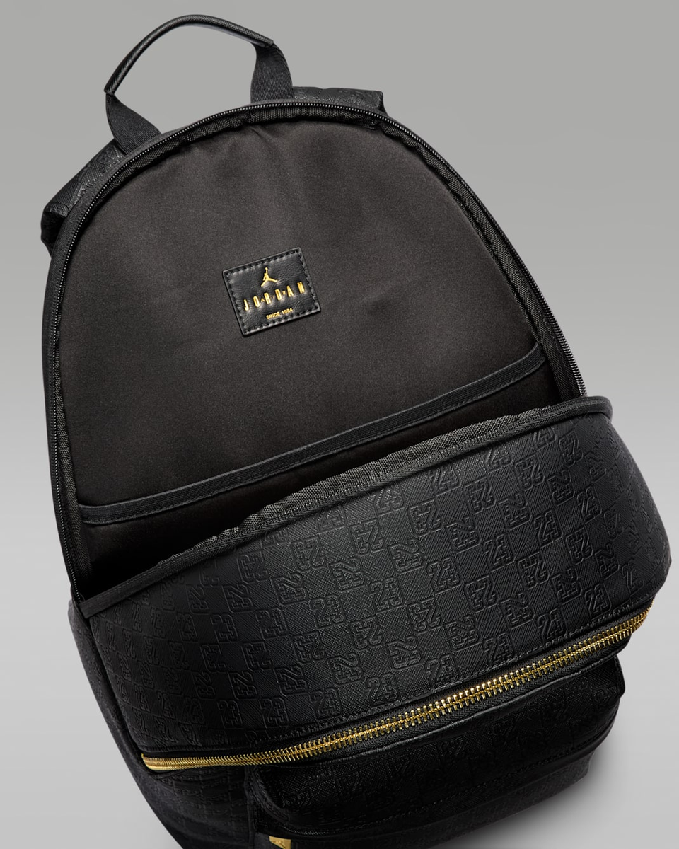 Nike Jordan Monogram Backpack 20L Black Gold HV1621-011 | eBay