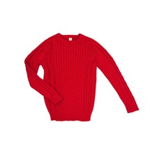 Crewcuts Girl  s Red Merino Wool Blend Cable Knit Sweater