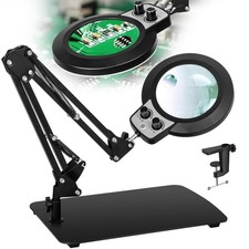 Magnifying Glass with Light and Stand, 30X 10X Real Glass LED Lighted Desk La...