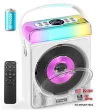 Portable CD Player with Bluetooth  RGB Lights, 4000mAh Rechargeable Personal
