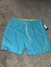 Caribbean Joe Swim Trunk Men Lg Teal Blue Green Acct Mesh Lined Draw String NWT
