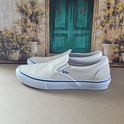 Vans Skate Slip On Off White Women's Retro Suede Low Top Skate Sneakers