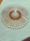 pink depression glass pedestal cake plate vintage