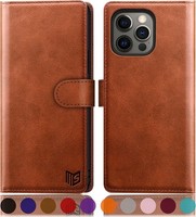 HandyhüLle KlapphüLle PU Leder Rfid Schutz FüR Iphone 13 Pro 6,1 Zoll Hellbraun