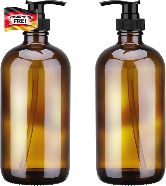 Seifenspender Glas 500Ml Aus Braunglas FüR KüChe Bad Wiederverwendbar-image