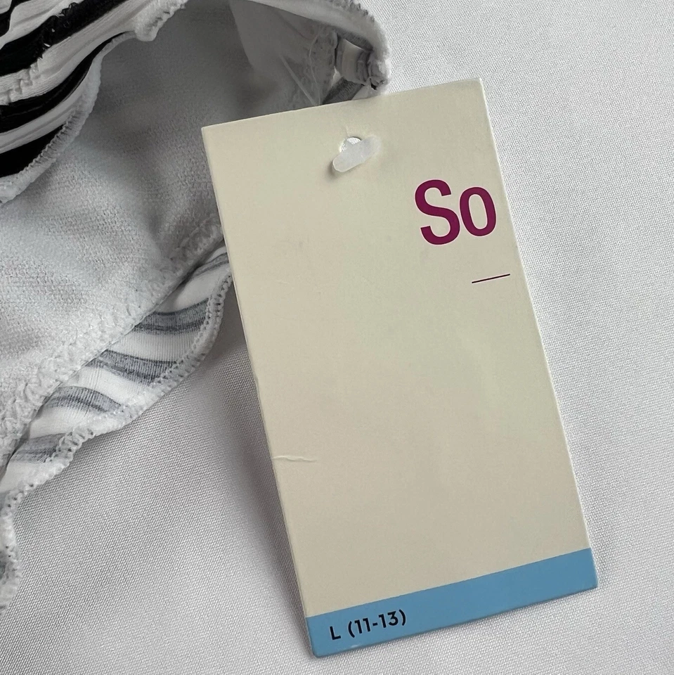 Новый с Ярлыками женская бикини низ размер L черный белый в полоску оборки пляжный отпуск - Изображение 3 из 4