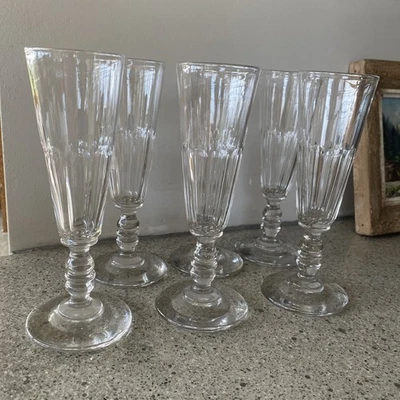 6 Flûtes à champagne Baccarat service Clermont - XIXème - Photo 1/4