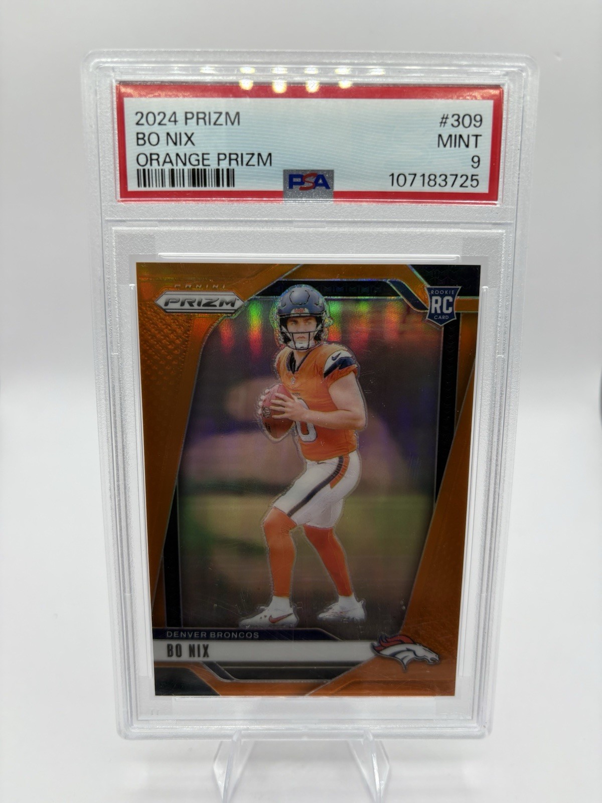 2024 Panini Prizm Bo Nix Orange Prizm /249 PSA 9 #309