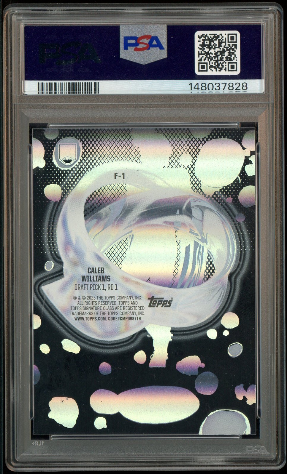 2024 Topps Signature Class Fluidity #F1 Caleb Williams Bears RC Rookie PSA 10 view 2