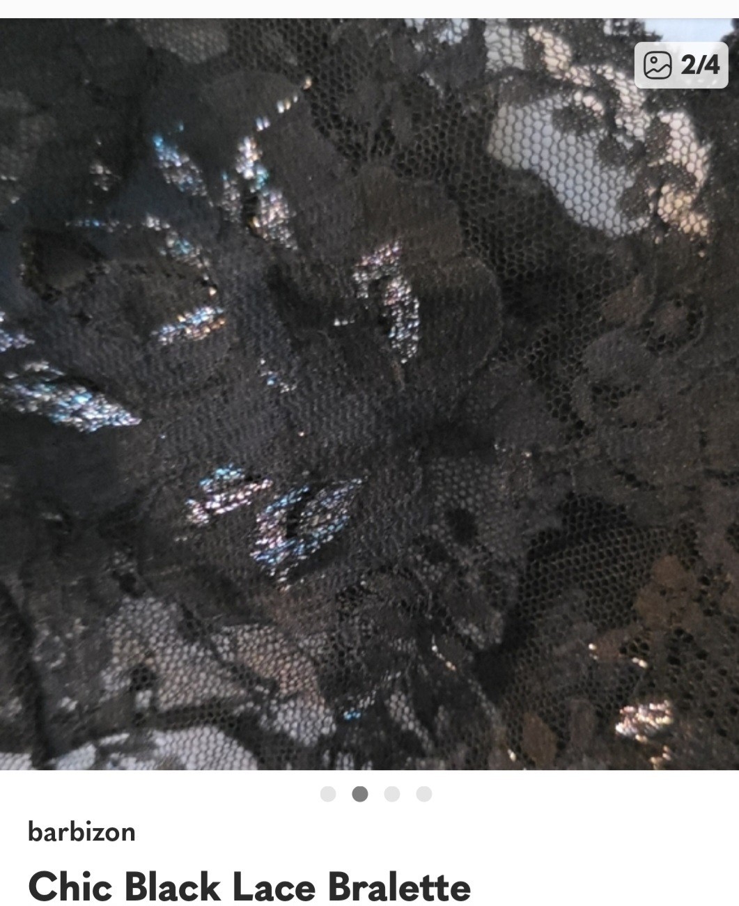 Barbizon Lace Bralette With Shimmer Detail And Matching Panty
