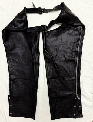 3XL FMC Leather Chaps Unisex Nomad Black Motorcycle Biker Pants Safety Harley